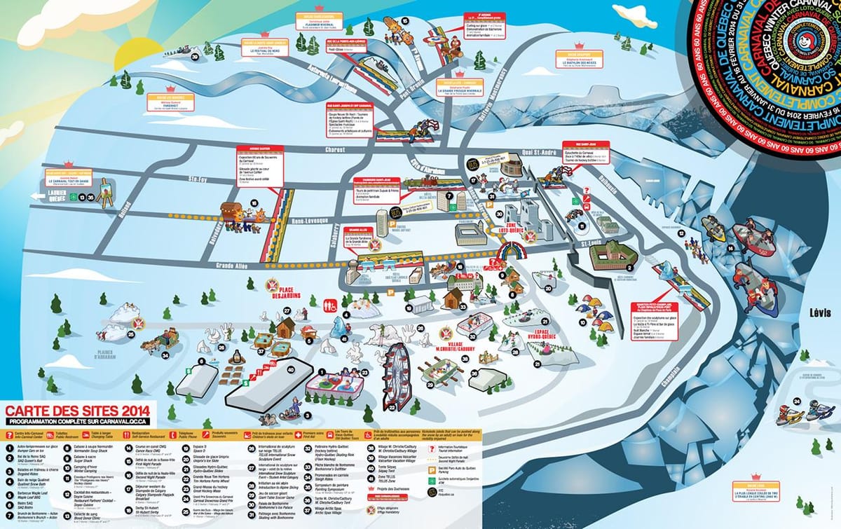 Mapa de carnaval de invierno de Quebec