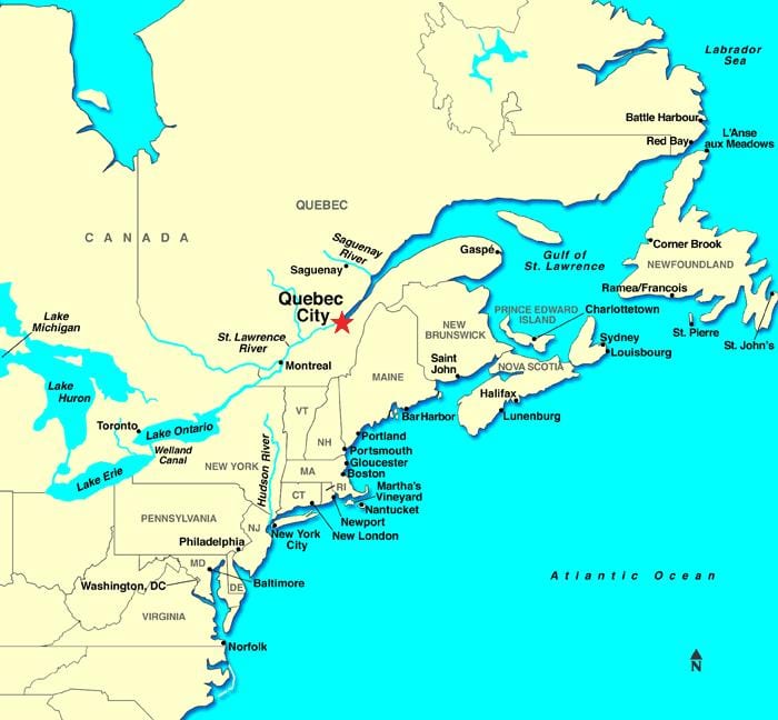 La Ciudad de Quebec mapa de canadá