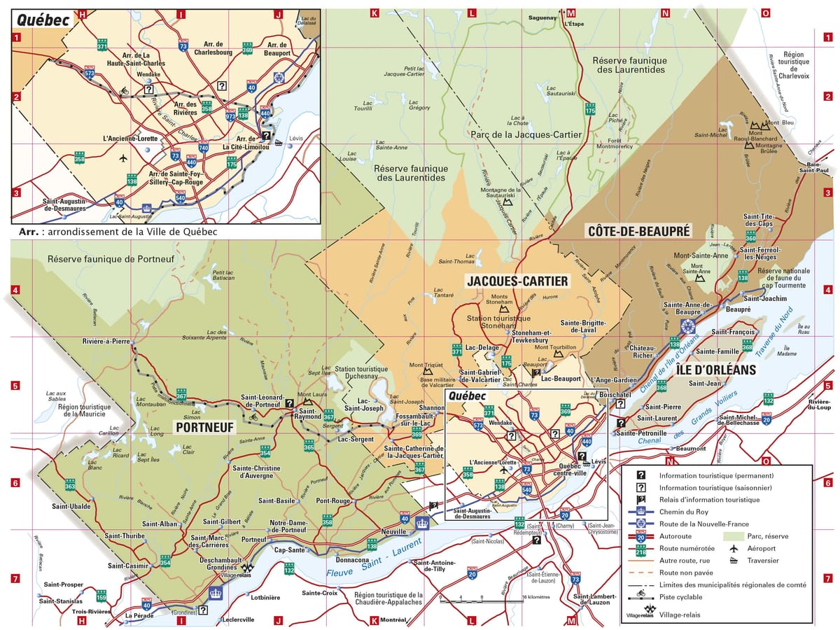 Mapa de centro de la ciudad de Quebec