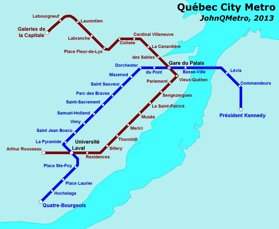 Mapa del metro de la Ciudad de Quebec