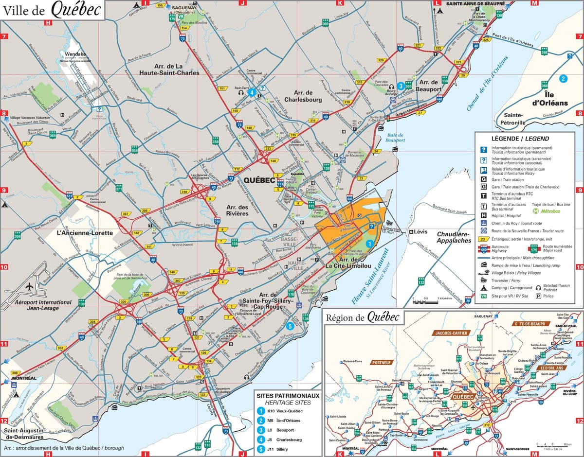 mapa de la Ciudad de Quebec